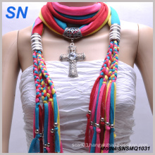 Muliti Colored Fashion Pendant Scarf with Jewelry (SNSMQ1031)